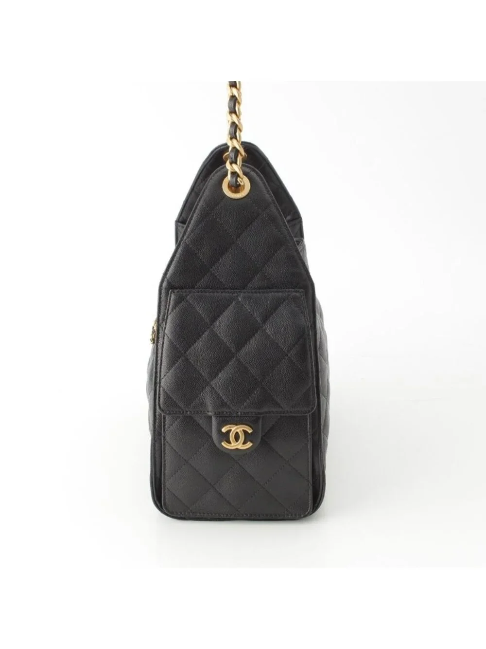 Chanel 25 Small Caviar Leather Chain Shoulder Bag Black